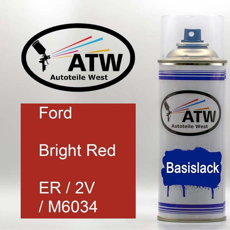 Ford, Bright Red, ER / 2V / M6034: 400ml Sprühdose, von ATW Autoteile West.